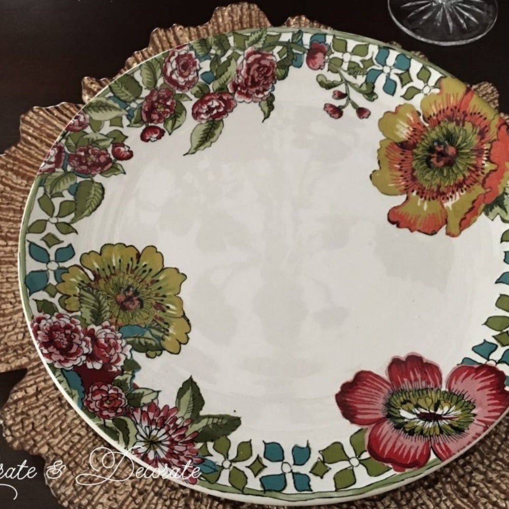 WORLD MARKET Porcelain FLOWER BLOOMS DINNER PLATE - Picture 2 of 6